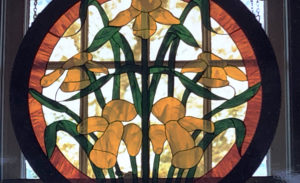 built-in flowers, stained glass passion