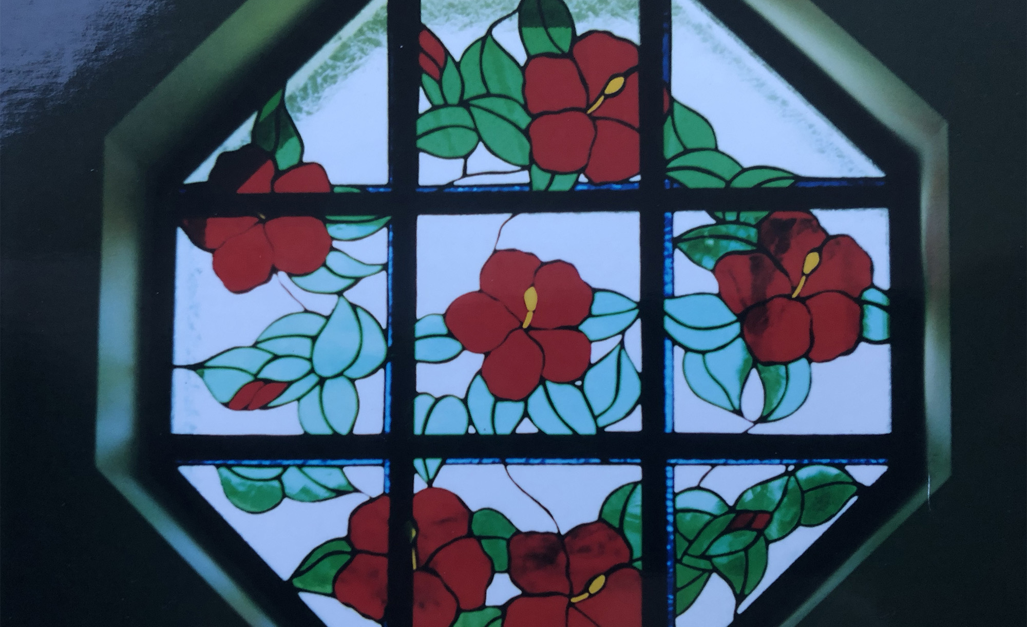 hibiscus flower built-in panel, stained glass passion